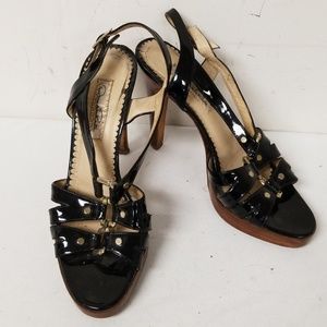 Oscar De La Renta Black Ankle Strap Heels Size 37